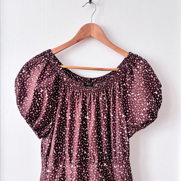 J. Crew Drop Waist Cotton Poplin Mini Dress in Mocha Floral - Picture 4 of 8